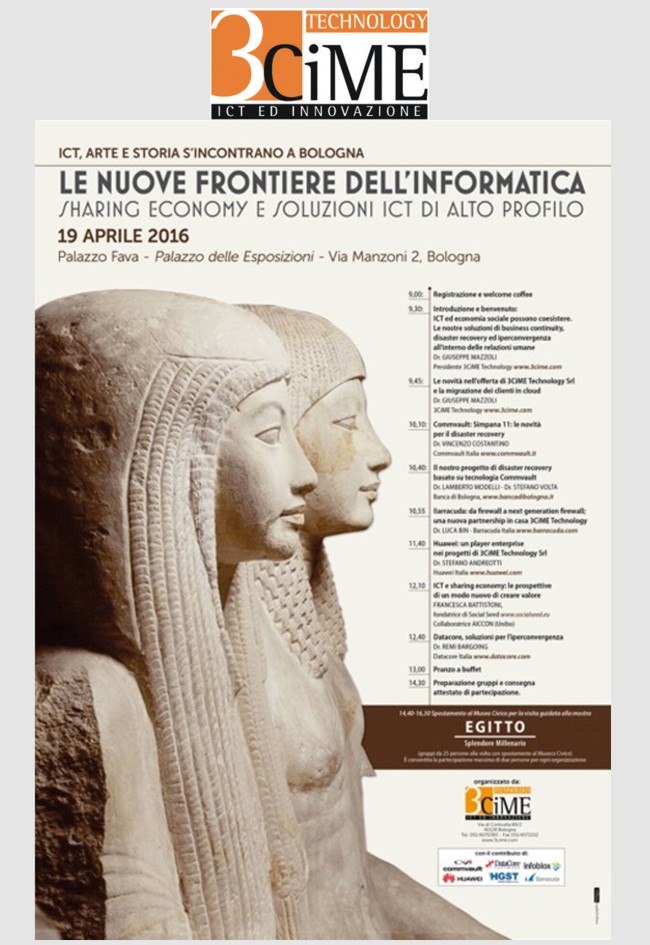3CiME Technology presenta l’edizione 2016 dell’evento Le nuove frontiere dell'Informatica: “Sharing Economy e Soluzioni ICT di Alto Profilo”